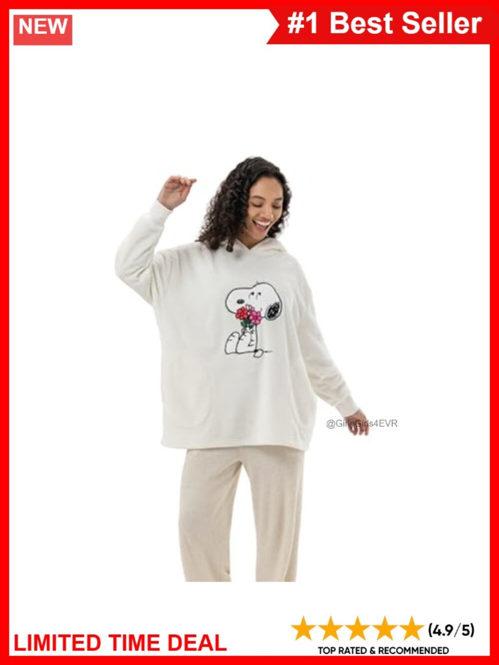 Oversized Embroidered Fleece Sweatshirt Pullover Ultra Soft Cozy Women